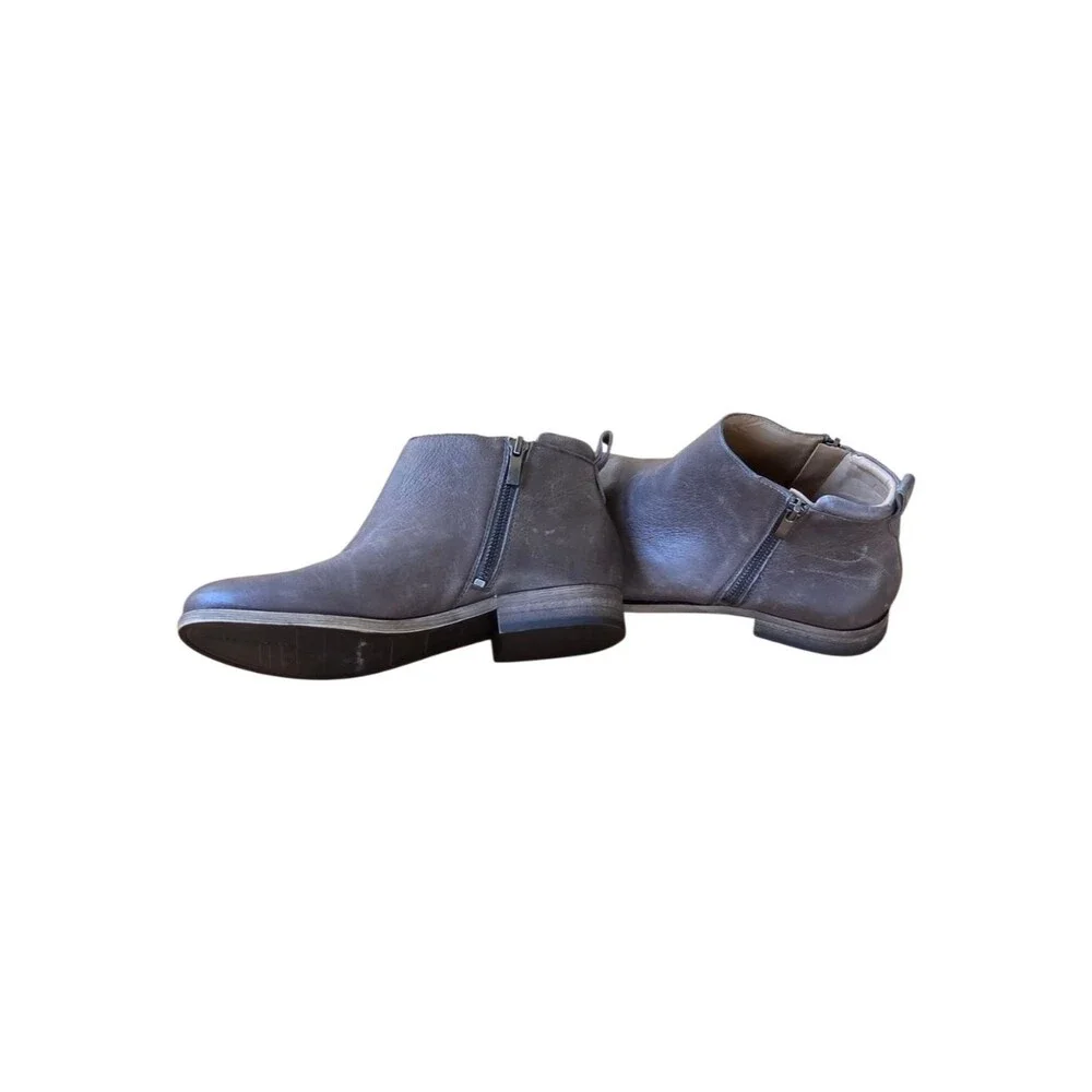 Franco Sarto Keegan Dual Zip Leather Ankle Booties size 8 Brown